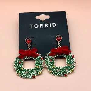 NWT Torrid Christmas Wreath Earrings